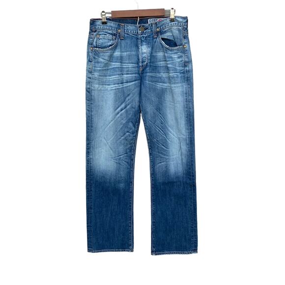 New Citizens of Humanity Evans Men Deep Blue Mid Rise Straight Leg Jeans 32
